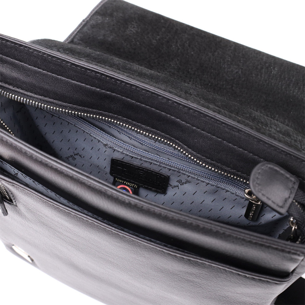 Чоловіча сумка через плече з м'якої натуральної шкіри Tony Perotti 20845_1 (9207-24 nero) Чорний Київ - фото 6