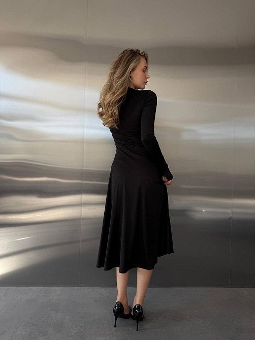 Женское стильное вечернее миди платье из микродайвинга Черный, 44/46 Одесса - изображение 9