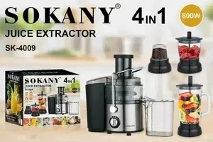 Кухонный комбайн, соковыжималка 4в1 SOKANY SK-4009/насадки из высококачественной нержавеющей стали/MULTIFUNCTIONAL/ножки-присоски/серебристый Коломия