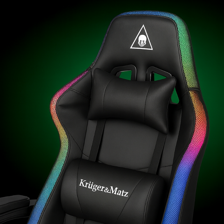 Компьютерное игровое геймерское кресло с подсветкой RGB, кресло для компьютера офисное черное прочное с подставкой для ног Львов - изображение 6