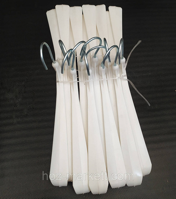 Вішалки плічка (тремпеля) широкі з залізним поворотним гачком білі Харків - фото 4