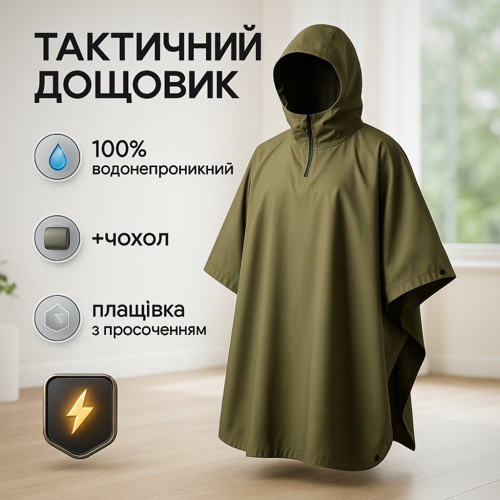 Военный плащ от дождя, Тактическое пончо водонепроницаемое, Пончо маскировочная одежда GC-43 Львов - изображение 11