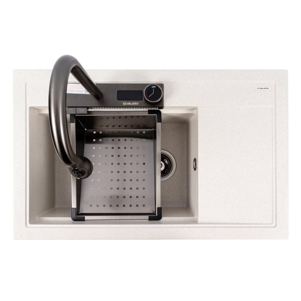 VALESO Гранітна мийка VALESO ATRUM 7950 матова Біла в крапку Київ - фото 4