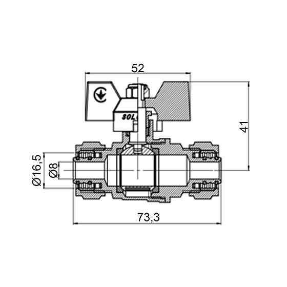 Кран кульовий для металопластика SOLOMON 16х16 B1182 Київ