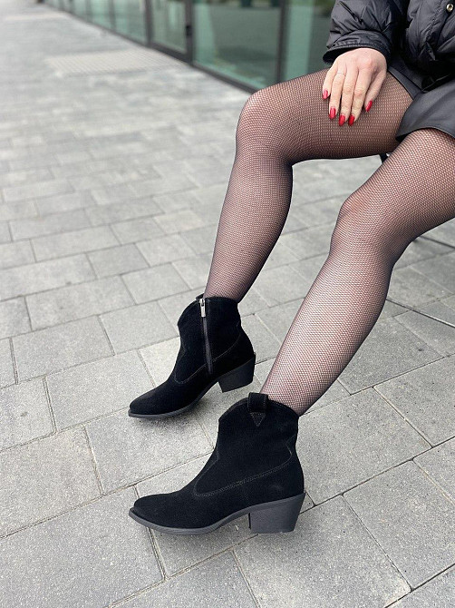 Dino Vittorio Черевики жіночі демісезонні весна-осінь чорні, натуральна замша на підборах р. 37 Коломия - фото 4