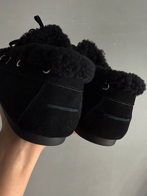 Ботинки женские Hengji 992-1 замшевые мокасины на меху с опушкой черные, 40, 25,5 см Киев - изображение 17