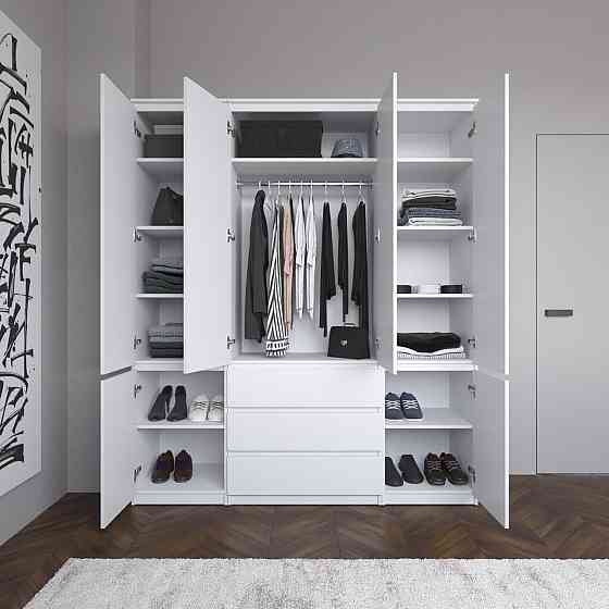 Шафа для одягу VAYS зі штангою та полицями, 3 шухляди, комплект R9+R22-2 Білий Львів