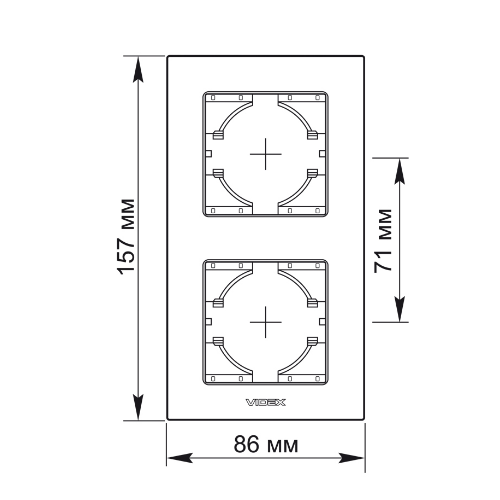 BINERA біле скло Рамка вертикальна 2-а Videx Житомир - фото 2