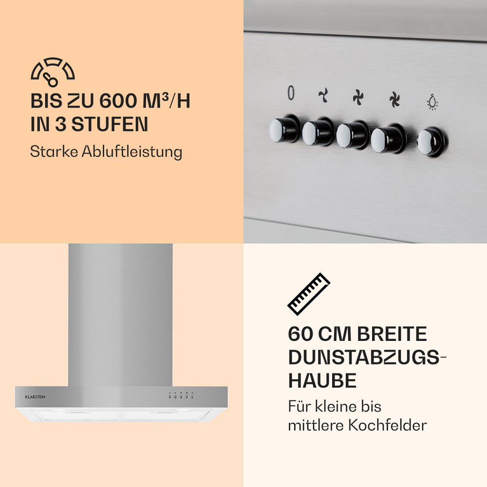 Вытяжка Zarah из нержавеющей стали 60 см настенный монтаж 600 м³/ч LED (Германия, читать описание) Ровно - изображение 3