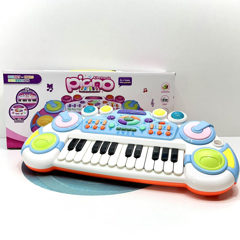 Синтезатор дитячий 24 клавіші музика світло запис 6 ритмів Блакитний (CY-6032B) Чернигов - изображение 2