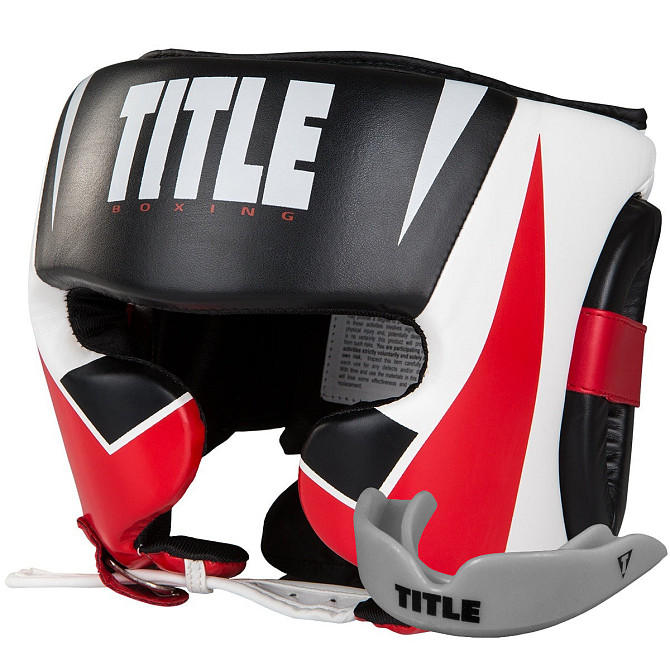Боксерський шолом TITLE MMA Command Black/White/Red M (капа в комплекті) Каменское - изображение 1