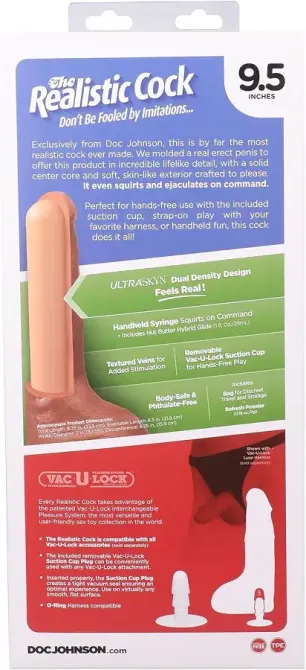 Фалоімітатор, що кінчає Doc Johnson The Realistic Cock ULTRASKYN - Squirting 9,5 Inch Chocolate Львів - фото 9