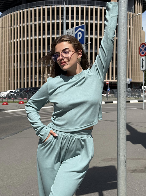 Жіночий костюм штани з широкими штанами Оливовий M/L Харків - фото 2