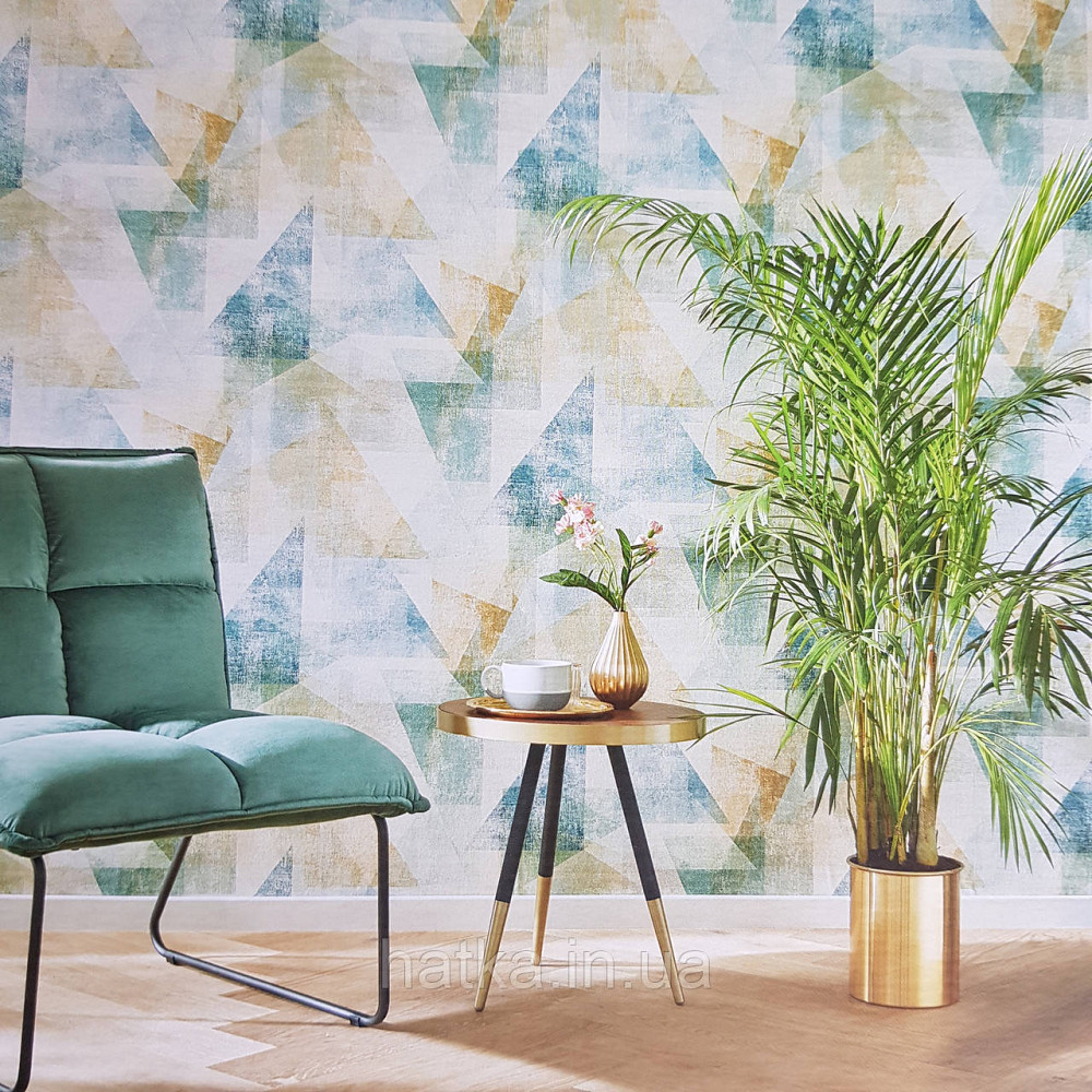 Шпалери вінілові на флізелін Rasch Linares 0.53х10 геометрія абстракція фігури сині жовті бірюза 617962 Київ - фото 1