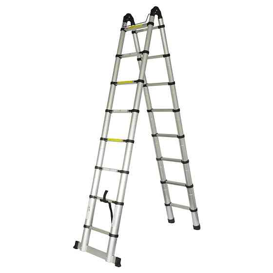 Драбина телескопічна універсальна 2×8 щаблів 5.0 м FLORA (5033434) Київ