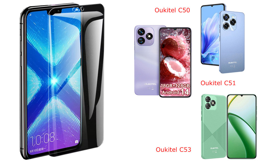 Захисне скло NeoGlass для Oukitel C50, Oukitel C51, Oukitel C53 – надпрозоре та стійке Київ - фото 2
