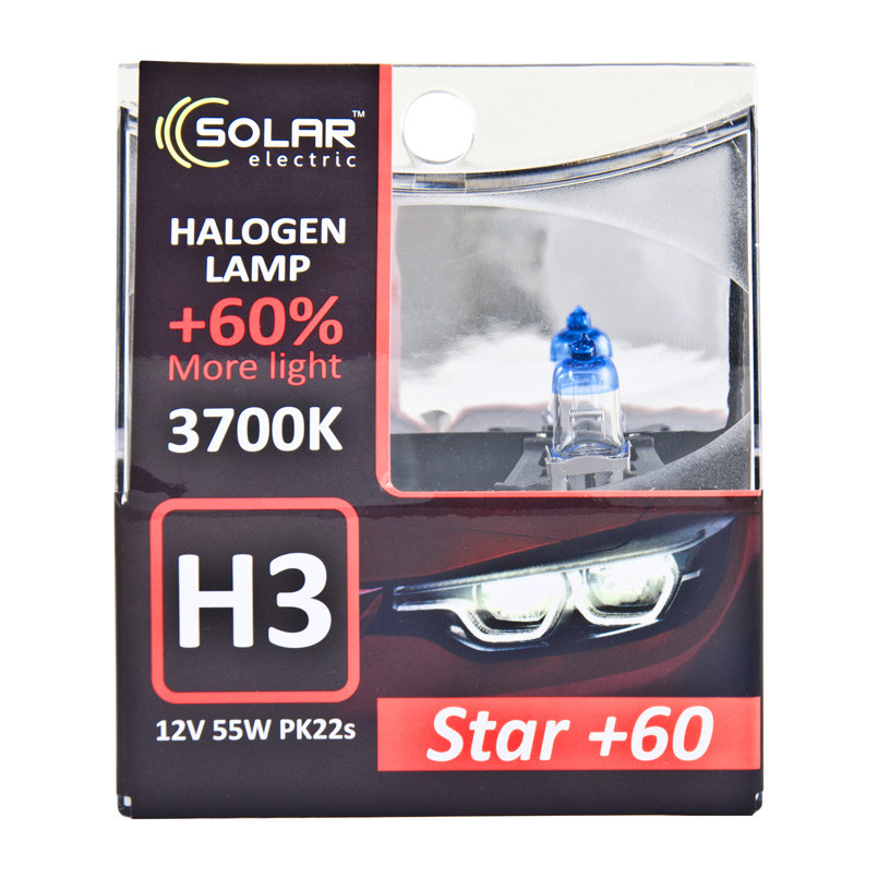 Галогенова лампа Solar H3 12V 55W PK22s Starlight +60%, SET Львів - фото 1