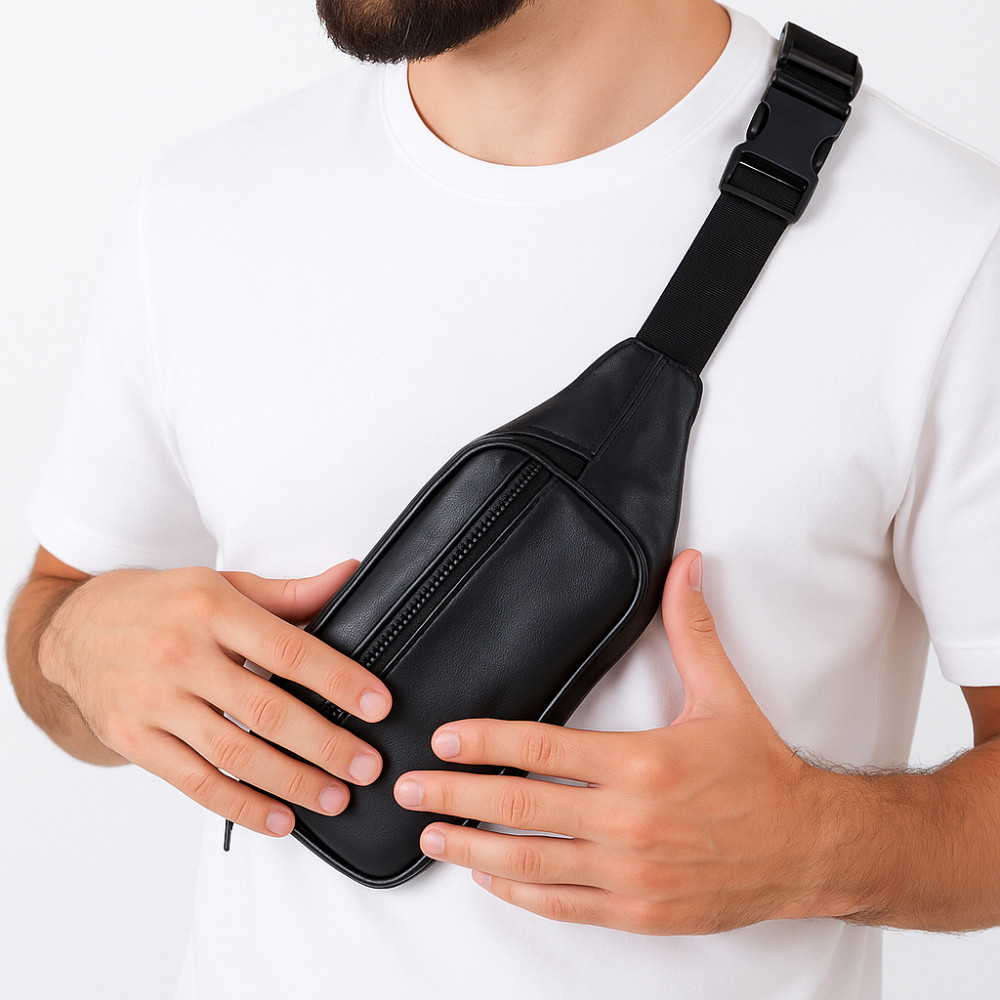 Повседневная мужская сумка на грудь, Бананка сумка, Мужская бананка на два отдела VG-87 Ивано-Франковск - изображение 8