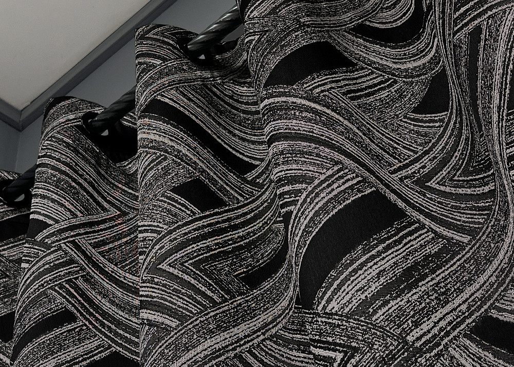 Комплект штор на люверсах VR-Textil Жаккард Mystery № 1629ш Серый с черным 150х280 см 2 шт (37-180) Киев - изображение 7