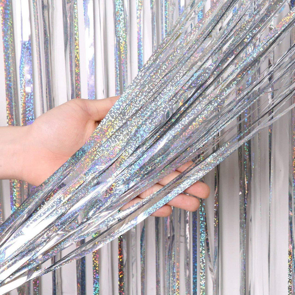 Дождик для фотозоны длинный с голограммой 4 м на 1 м серебристый Киев - изображение 4