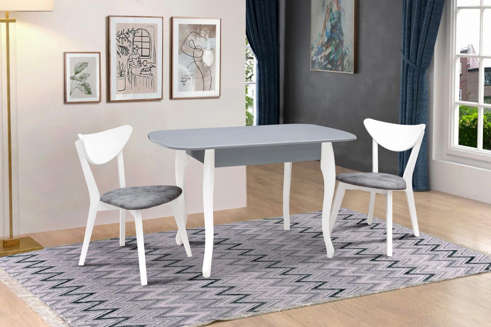 Стіл обідній Кантрі (930+300)*670, сірий/білий Київ - фото 1