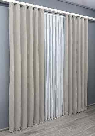 Комплект готовых штор VR-Textil Микровелюр Petek YL № 1803ш Светло-серый 100х295 см 2 шт (31-843) Киев