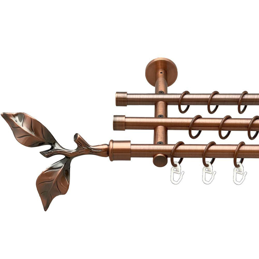 Карниз Orvit Листок Троянди металевий трирядний циліндр (20 см) гладка труба кільце металеве Мідь 16\16\16 мм Львов - изображение 1