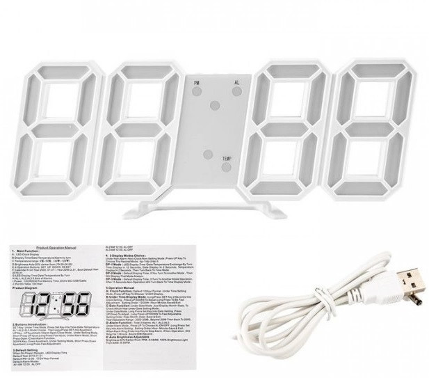 Електронні годинники VST-1089, 6803 + Температура / біле підсвічування Дніпро - фото 3