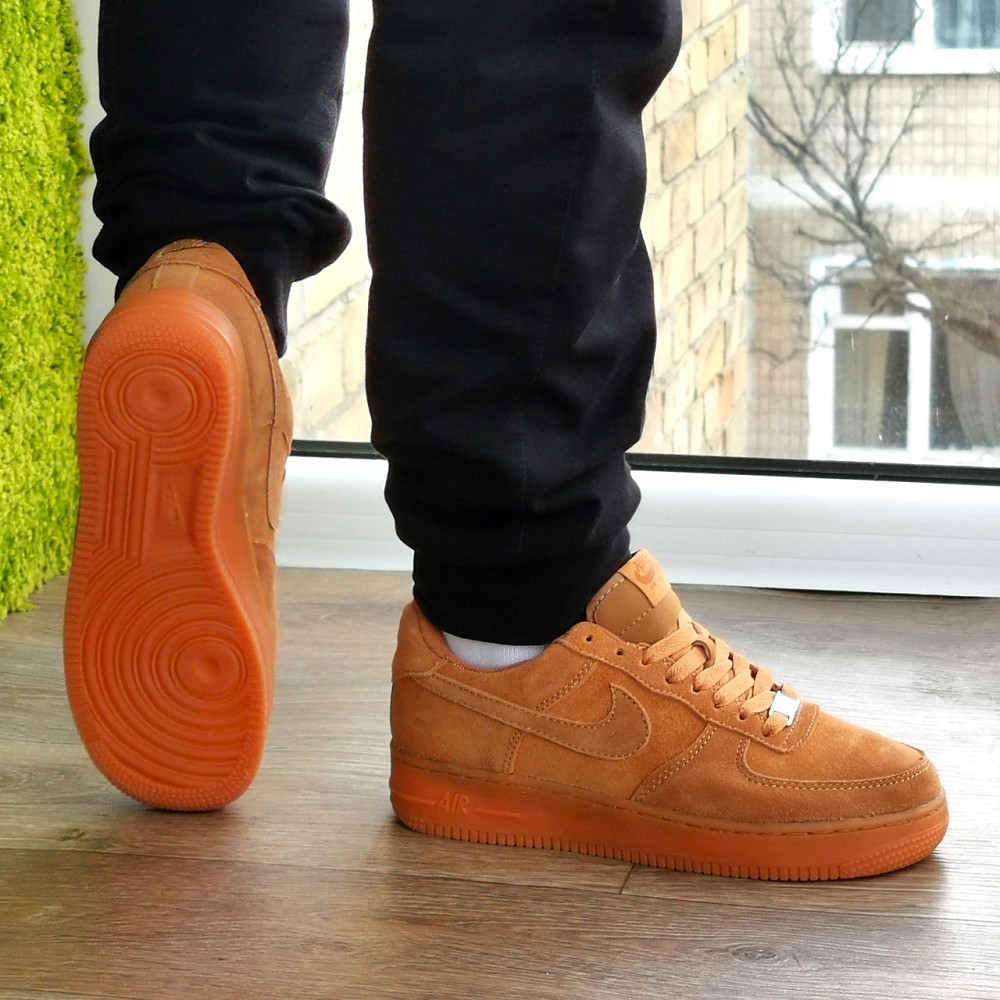 Кроссовки Nike Force Рыжие Женские Форсы Замшевые Коричневые Найк (размеры: 37,38,39,40,41) Днепр - изображение 4