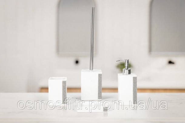 Щітка для туалету Axentia Ліндос біла з декором полігума 9.2x38.5x9.2 см (134350) Київ - фото 8