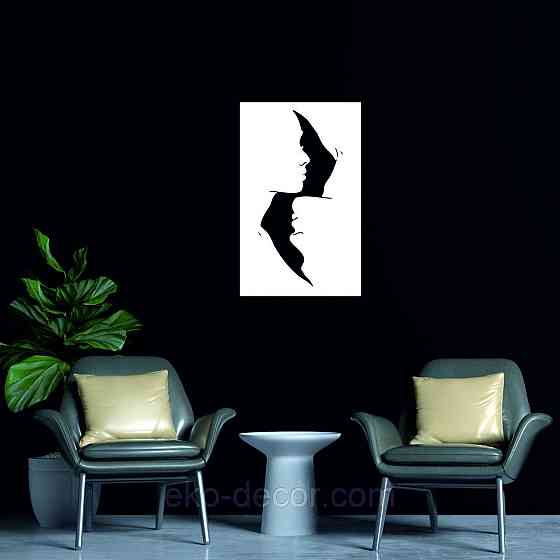 Декоративне настінне 3D Панно «Силует пари», Декор на стіну з об'ємом 110*68 см, Білий Київ