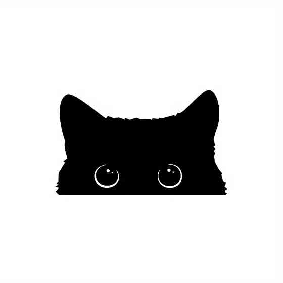 Вінілова наклейка чорний кіт що підглядає для авто, ноутбука та скла Київ