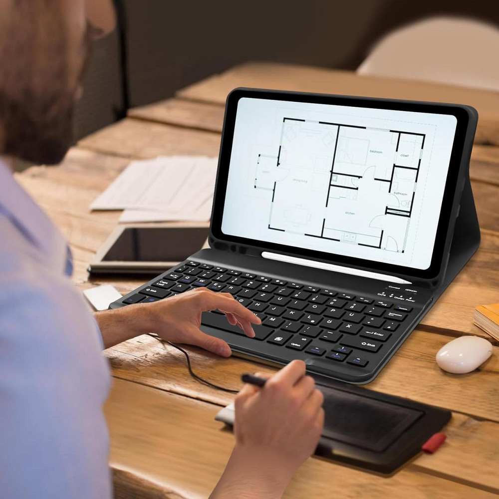 Чехол с клавиатурой для iPad Pro 11 2024 M4 с QWERTZ Bluetooth клавиатурой съемная магнитная черный Киев - изображение 16