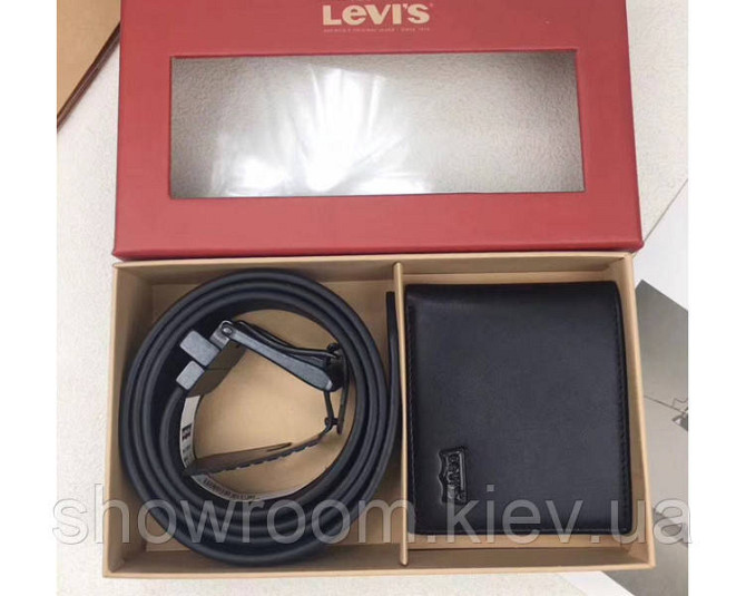 Мужской подарочный набор ремень и портмоне Levis (509) Киев - изображение 5