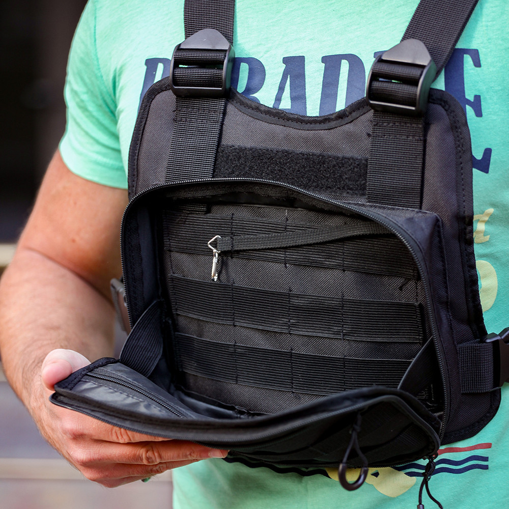 Чоловіча тактична нагрудна сумка розвантаження через плече чорна компактна міцна чорна розвантаження Київ - фото 4