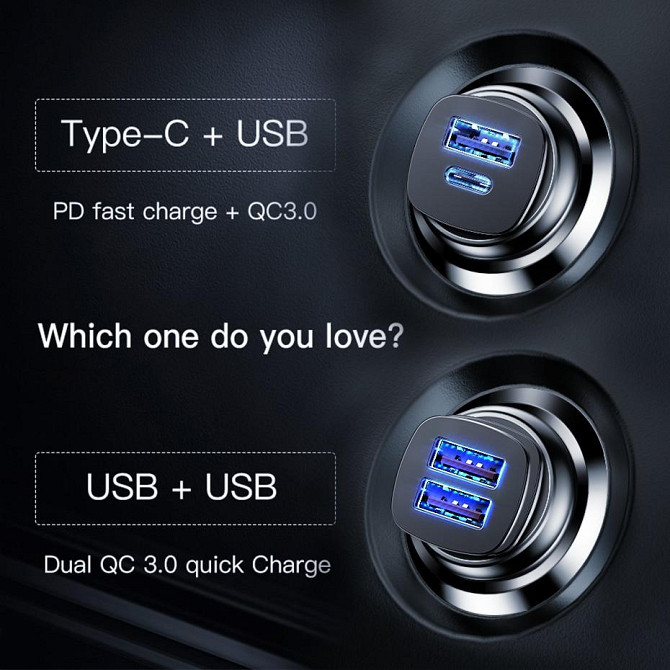 Автомобільний зарядний пристрій BASEUS B5-C15Q Dual QC3.0 Car Charger 30W (Чорний, два USB-порта) Миколаїв - фото 4