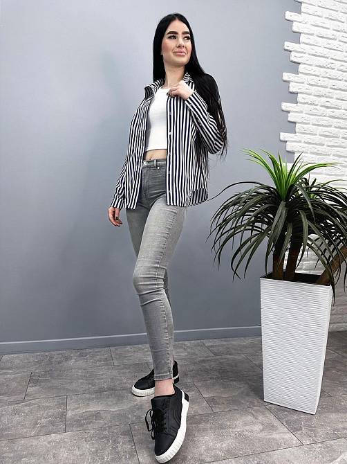 Сорочка з довгими рукавами у смужку "Sail" оптом | Норма | Розпродаж моделі Київ - фото 4