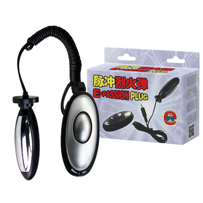 Анальна пробка BAILE E-Passion з електростимуляцією, з пультом, сріблясто-чорна, 7,6 × 2,6 см Sex Aura Київ - фото 1