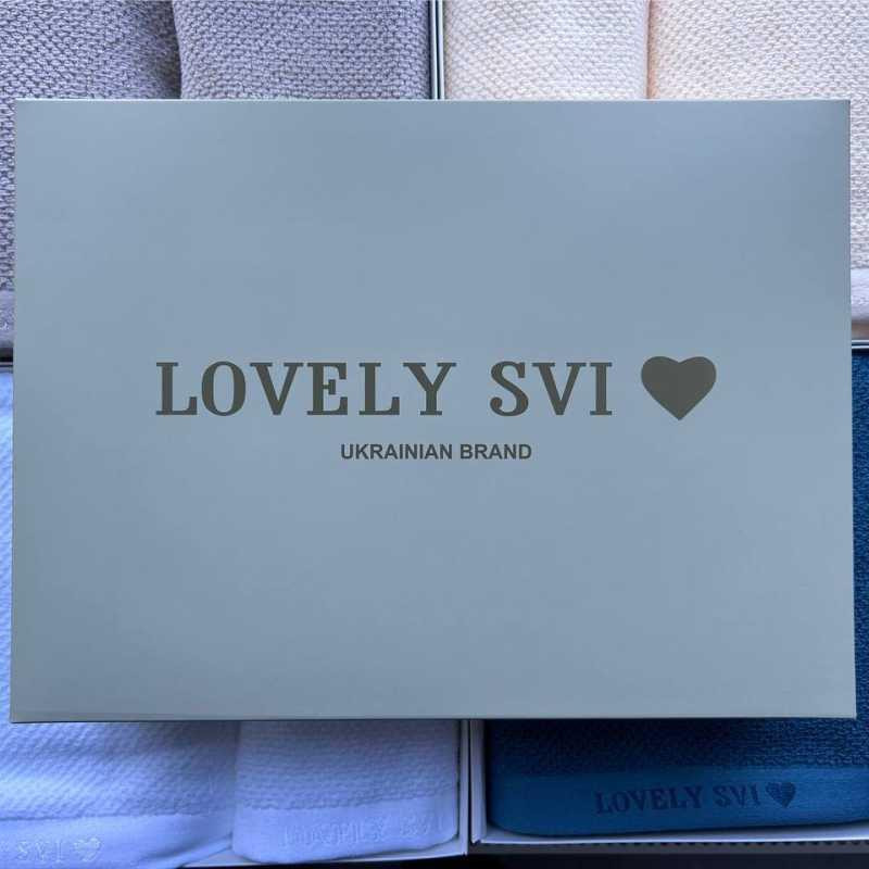 Набір 2 жакардові рушники в коробці Lovely Svi  70 х 140 см і 50 х 90 см Бежево - сірий (160226) Київ - фото 2