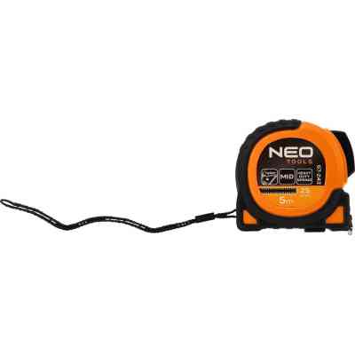 Рулетка Neo Tools Super Black, 5мx25мм, с фиксатором сматывания, магнит (67-243) Винница