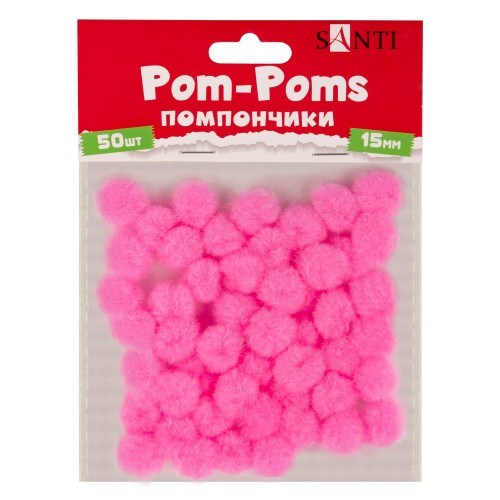 Помпони "SANTI", рожеві, d-15мм, 50шт./уп, шт Київ - фото 1
