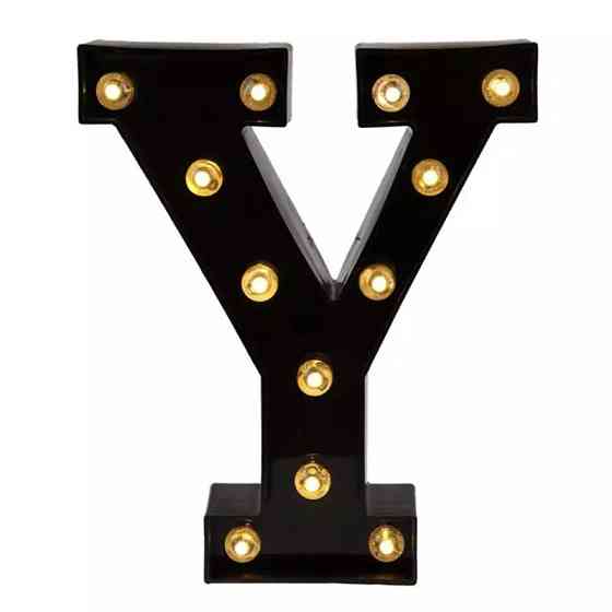 Літера з підсвіткою Y об'ємна маленька 22 на 18 см чорний Київ
