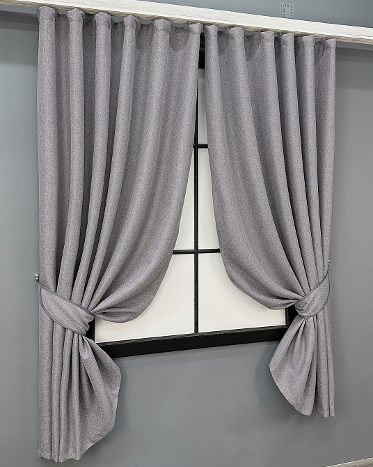 Комплект коротких штор VR-Textil Лен ELEMENTA № 1866ш Светло-серый 140х170см 2 шт (35-0464) Киев - изображение 2