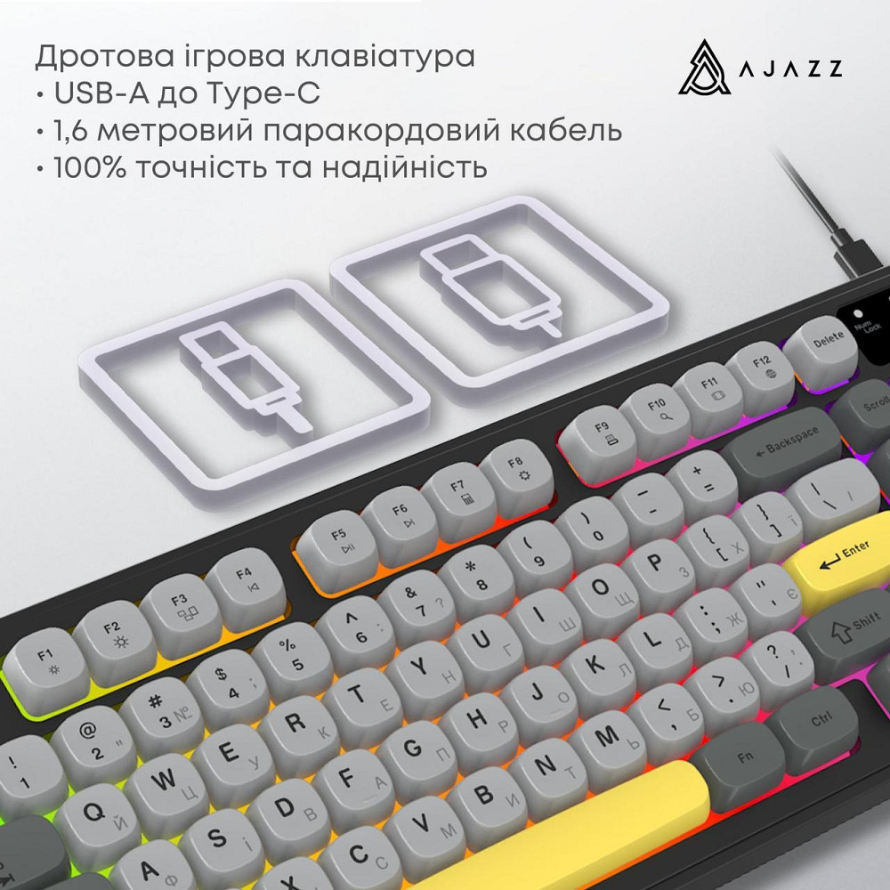 Клавіатура Ajazz AF98 Black USB-C Black Gray Yellow (AF98-BGY) ( 15846 ) Харьков - изображение 7