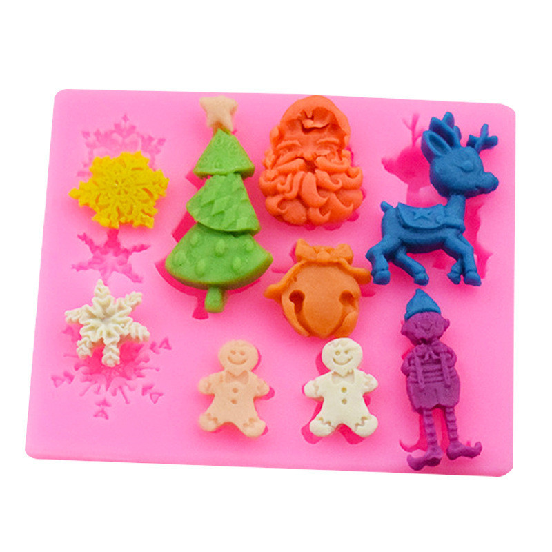 Молд силіконовий новорічний 77 на 65 мм рожевий Київ - фото 1