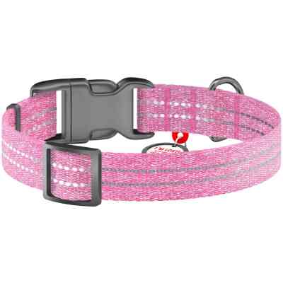 Нашийник для тварин WAUDOG Re-cotton з QR паспортом світловідбивний Ш 15 мм Д 25-35 см рожевий (02867) Вінниця