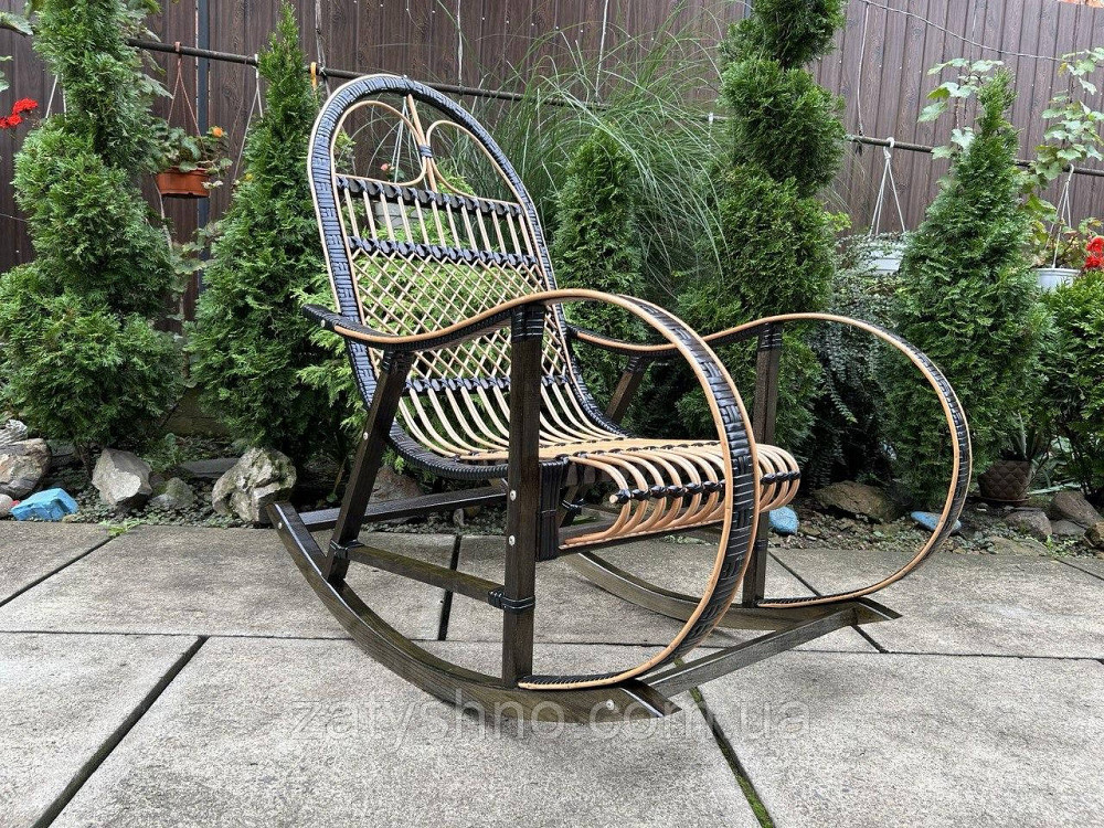 Кресло качалка плетеная черная ротанг Киев - изображение 3