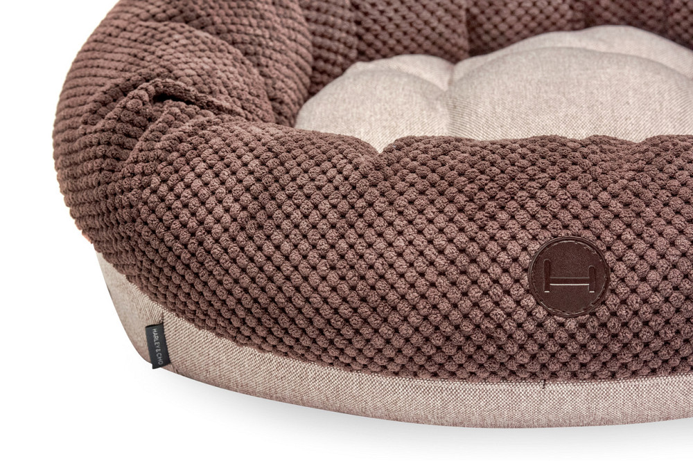 Лежанка для собак і котів овальна Harley and Cho, круглий лежак для тварин Bagel Brown Одеса - фото 8