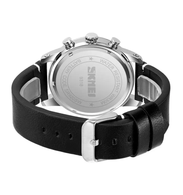 Годинник наручний класичний Skmei 9318 (Чорний з чорним циферблатом) Вінниця - фото 8