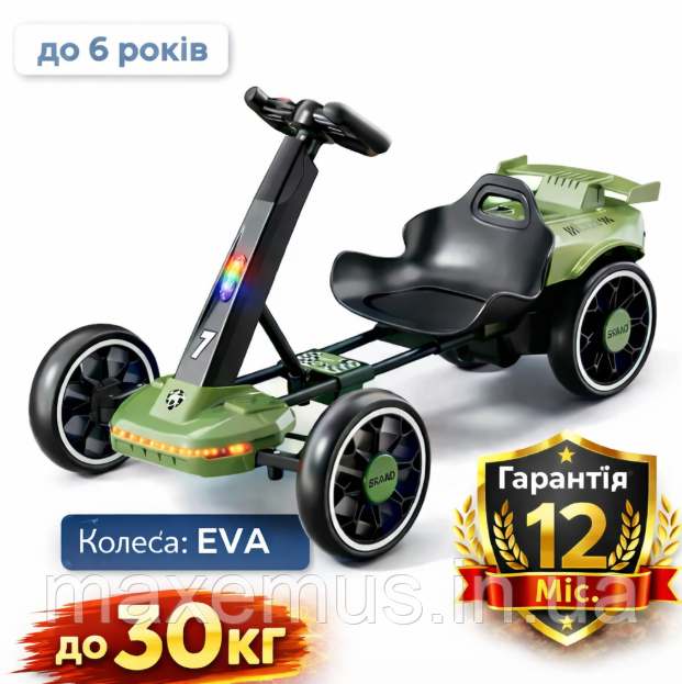 Детский электрокарт S PV 1 9 12V 4.5Ah зеленый с пультом управления / карт на аккумуляторе для детей Мостиська - фото 11